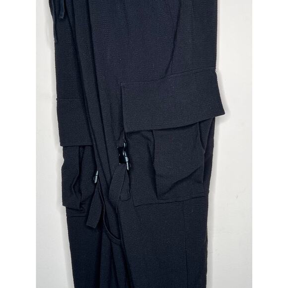 NWOT FOREVER 21 MEN Black Crepe Linen Cargo Jogger Sweatpants SIZE SMALL - Picture 9 of 10